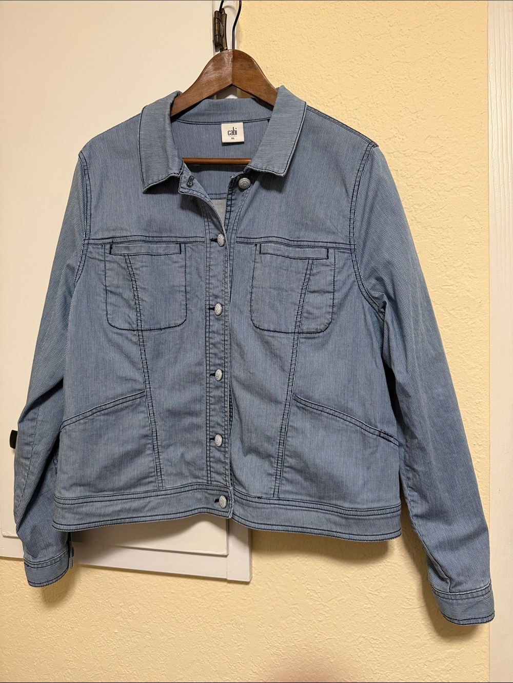 CAbi Light Blue Denim Jacket with Chest Pockets